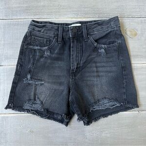 Just Black Denim Distressed Jean Shorts High Rise Vintage Inspired